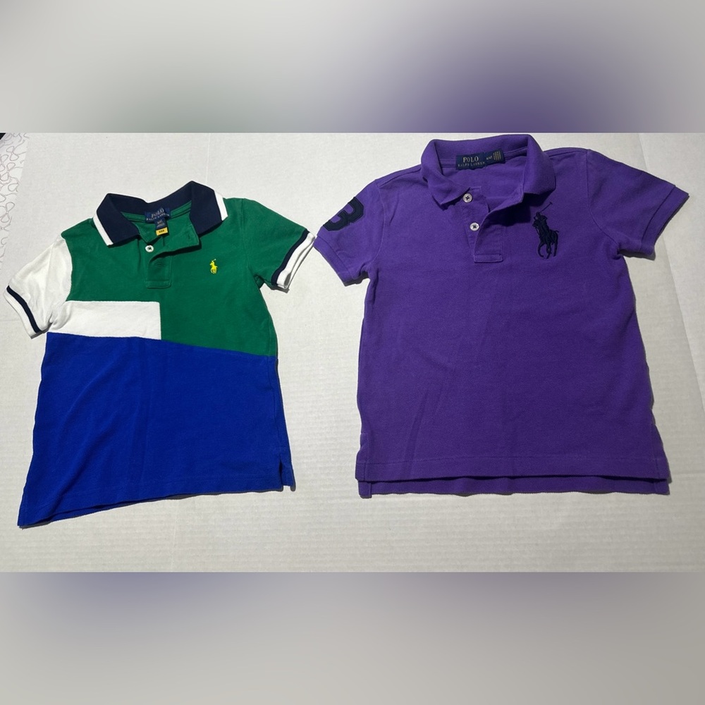Lot Of 2 Polo Ralph Lauren Shirts Boys Kids Size 4 Short Sleeve Polo Big Pony